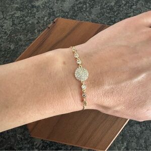 PRETTY BIRD JEWELRY GOLD PLATED LARIAT BRACELET WITH CLEAR PAVE CRYSTALS